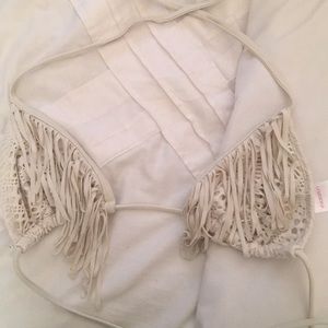 Off white frilly triangle top